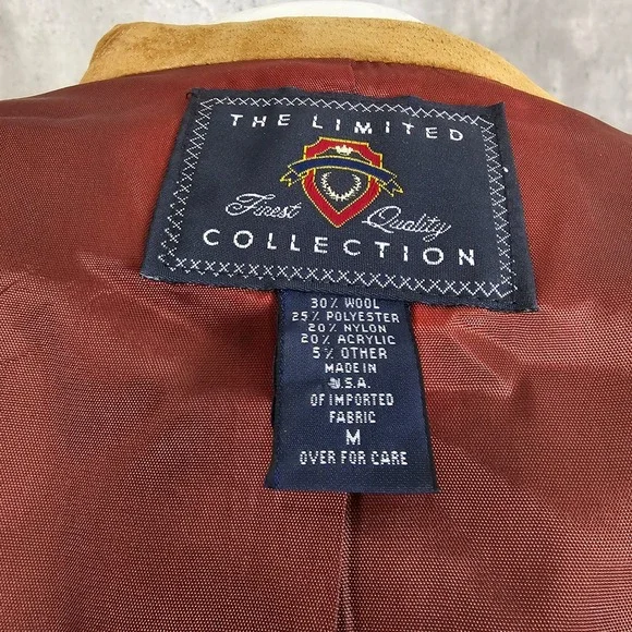 Vintage 80s 90s The Limited Plaid Wool Blend Blazer M Suede Collar‎ Equestrian - Picture 10 of 11